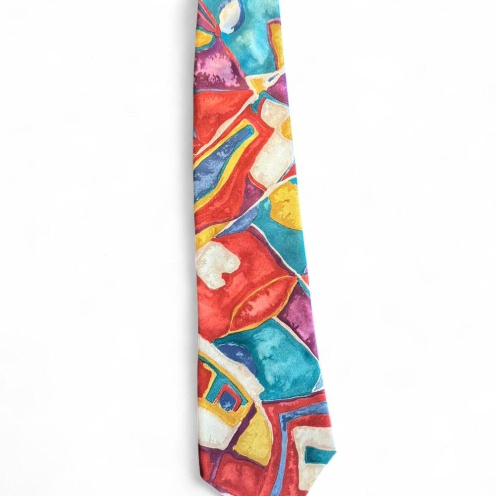 Vintage Concerto Abstract art tie in multi-coloured hues‎